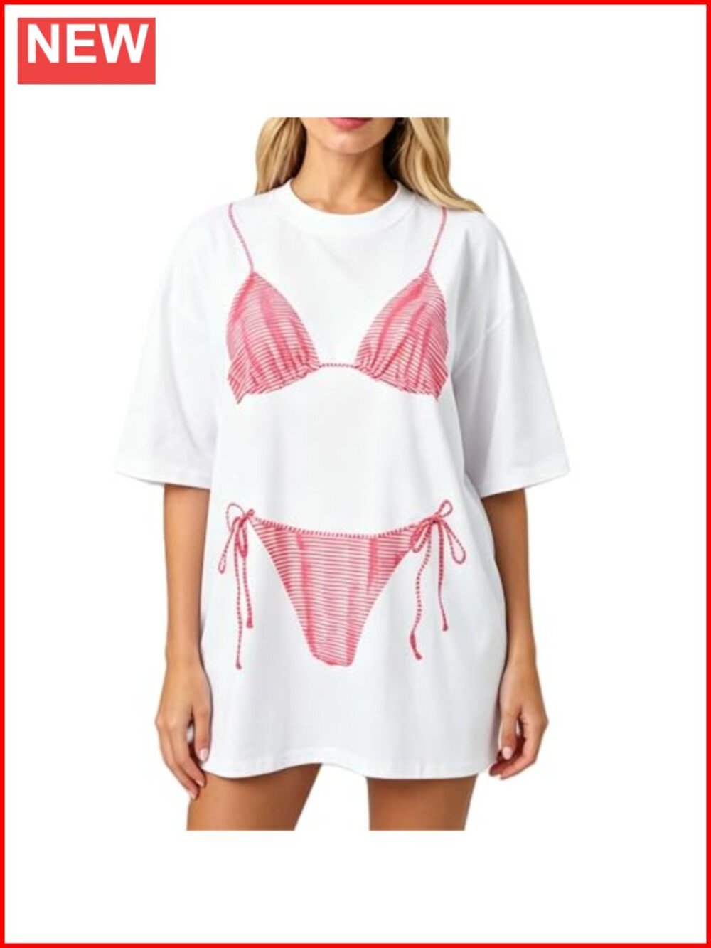 Oversized Y2K Graphic Bikini Tee Short Sleeve Crewneck Loose Fit Women's Summer